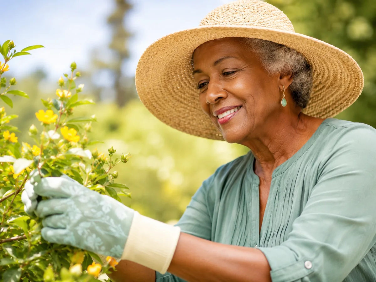 Senior woman tending a garden